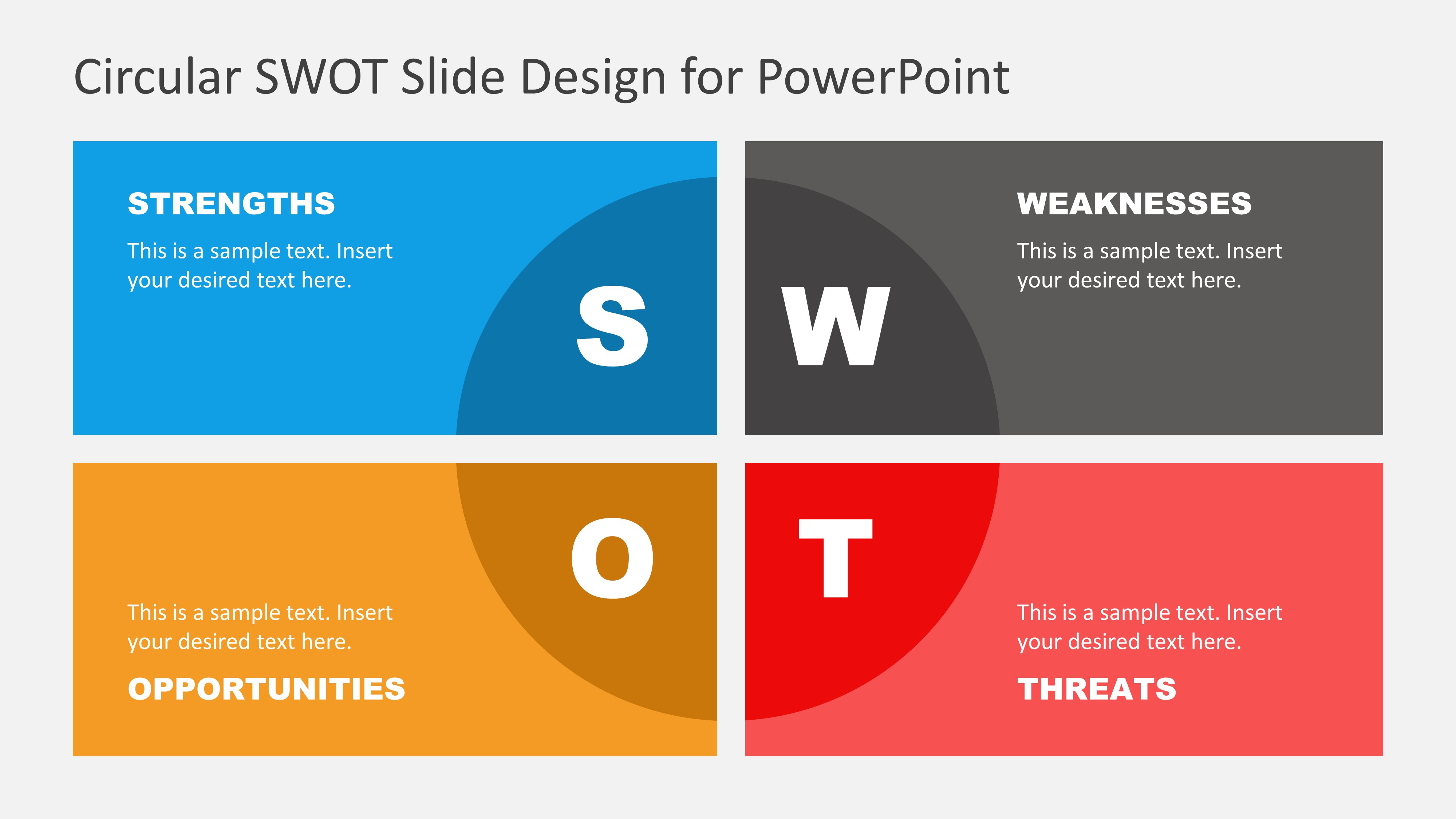 Circular Swot Slide Design For Powerpoint Slidemodel