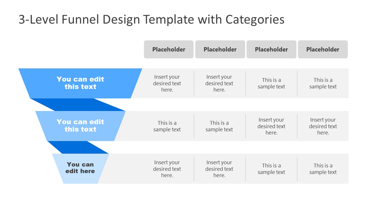 Level Funnel Design Powerpoint Template With Categories Slidemodel