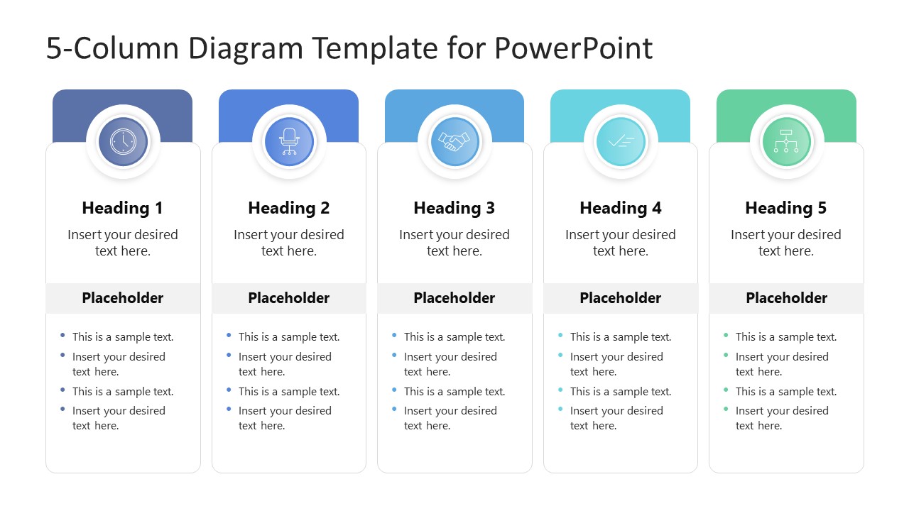 5 Column Diagram Template For PowerPoint