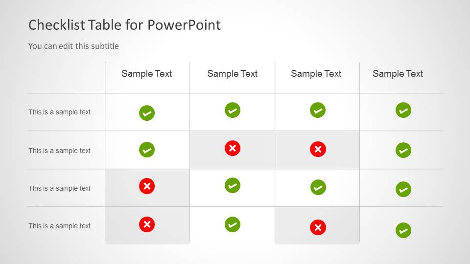 Checklist Tables For PowerPoint SlideModel