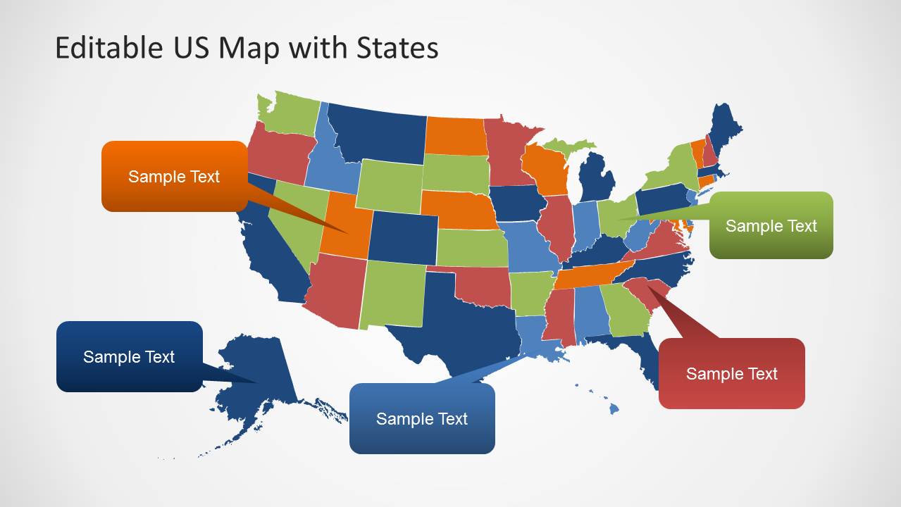 Editable Powerpoint Map Of The United States Of America Slidemodel My