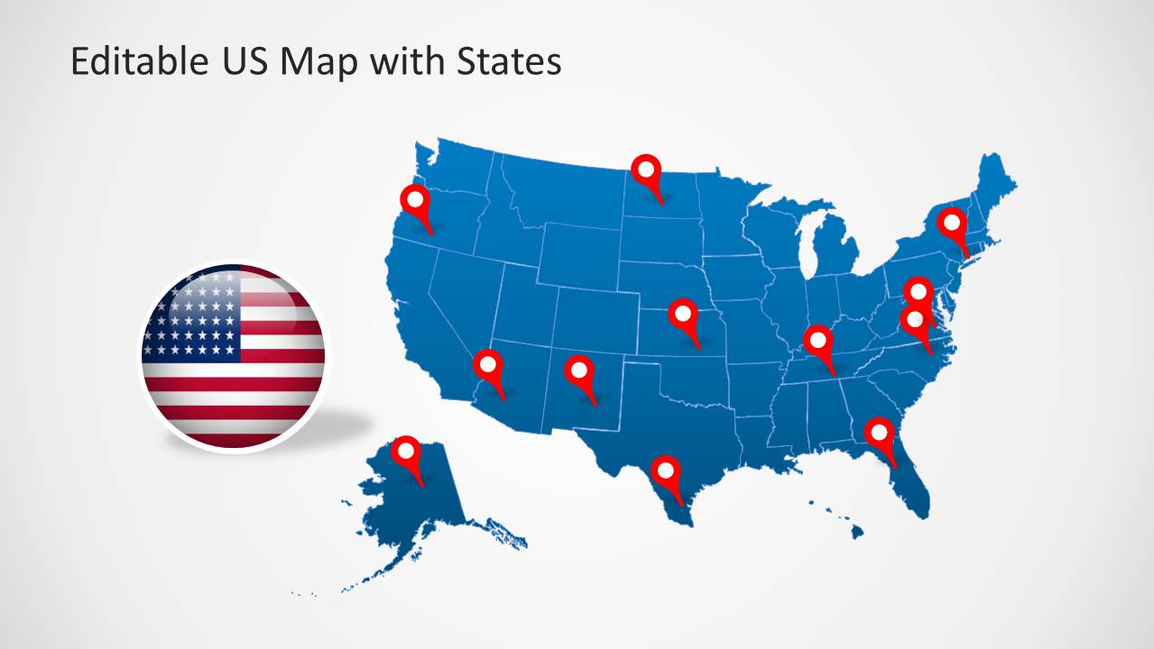 US Map Template for PowerPoint with Editable States SlideModel