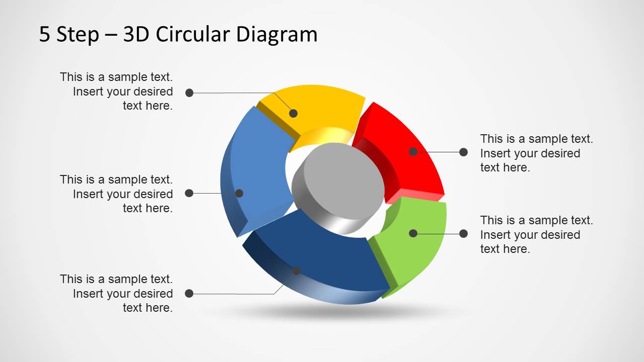 5 Step 3D Circular Diagram Template for PowerPoint SlideModel