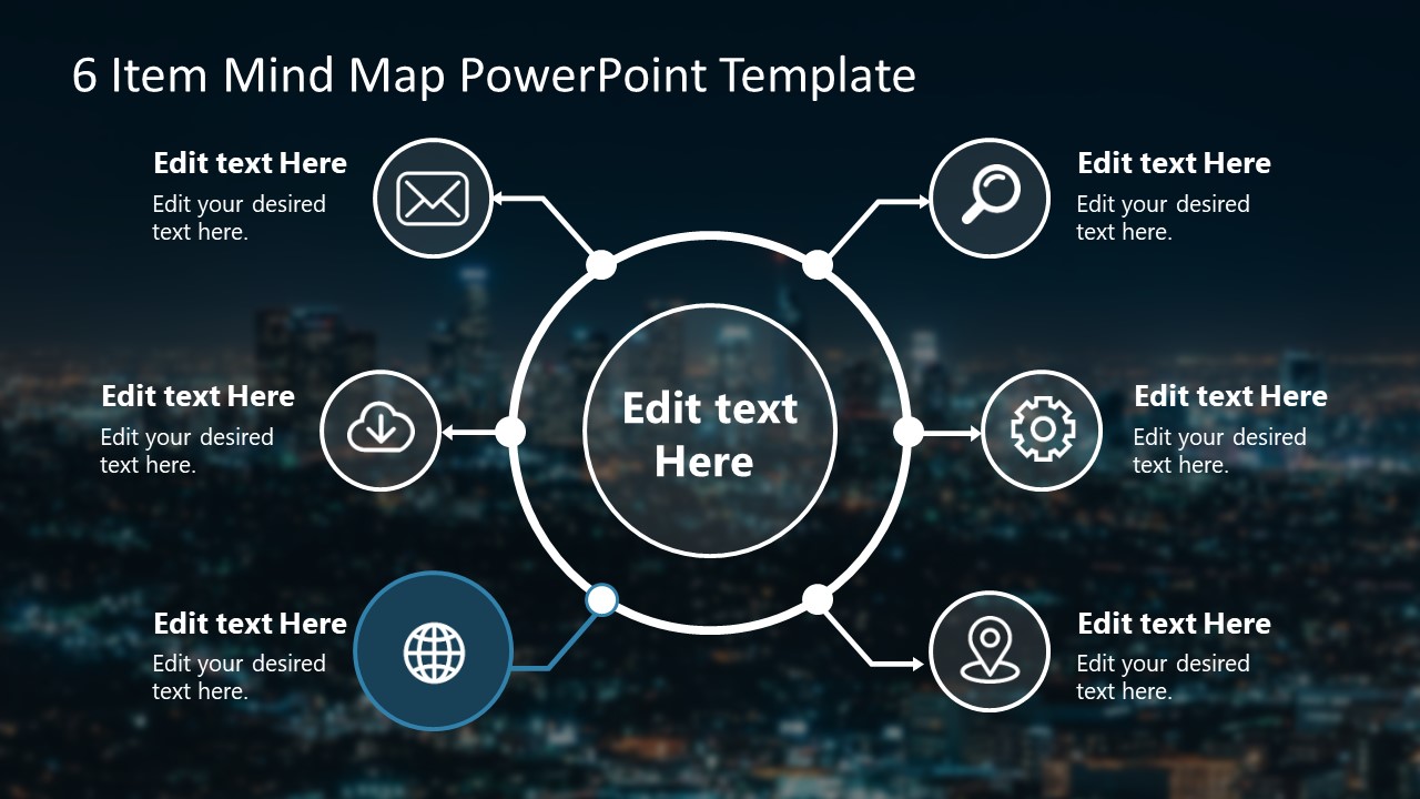 6 Item Mind Map PowerPoint Template Google Slides