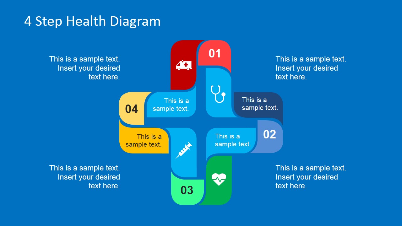 4 Step Cross Healthcare Diagram For PowerPoint SlideModel