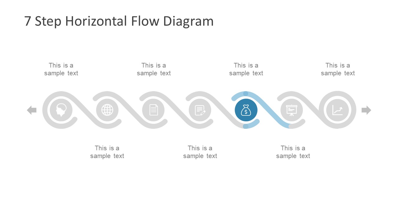 Step Horizontal Flow Diagram For Powerpoint Slidemodel