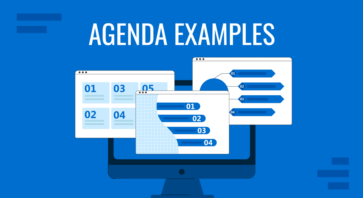 Cover for Agenda Examples guide by SlideModel