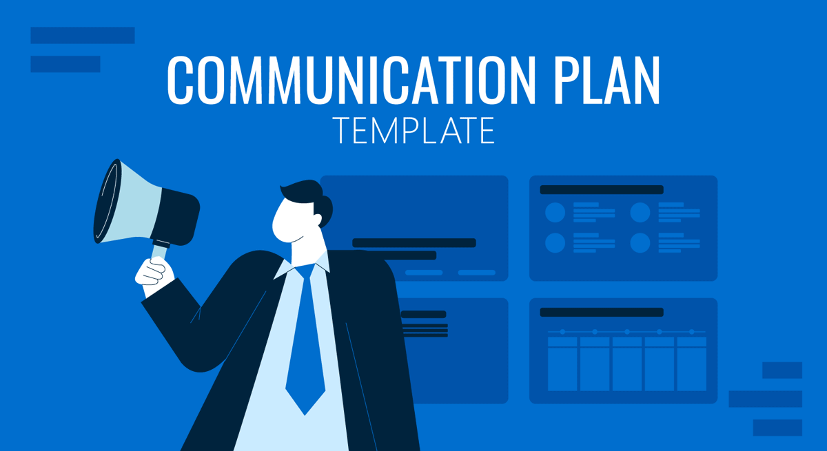 Cover for Communication Plan Template Guide by SlideModel