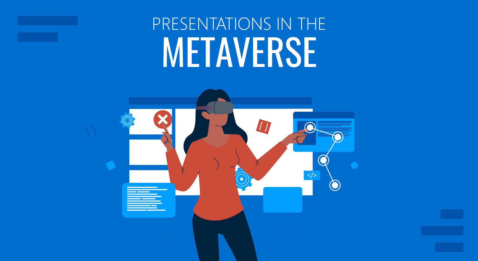 cover for SlideModel research on the presentations in the metaverse