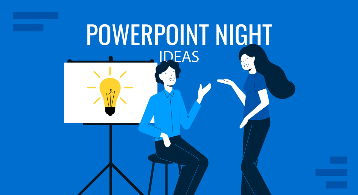 Cover for PowerPoint Night Ideas guide by SlideModel
