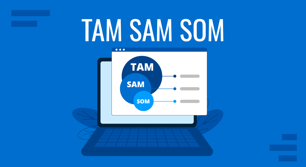 Cover for TAM, SAM, SOM in Presentations article by SlideModel