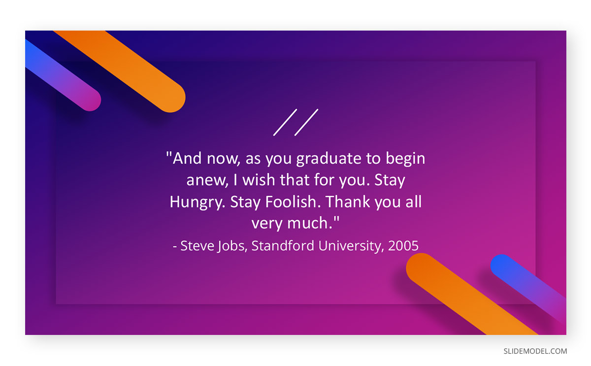 Graduation Speech Steve Jobs Quotes PPT Template 