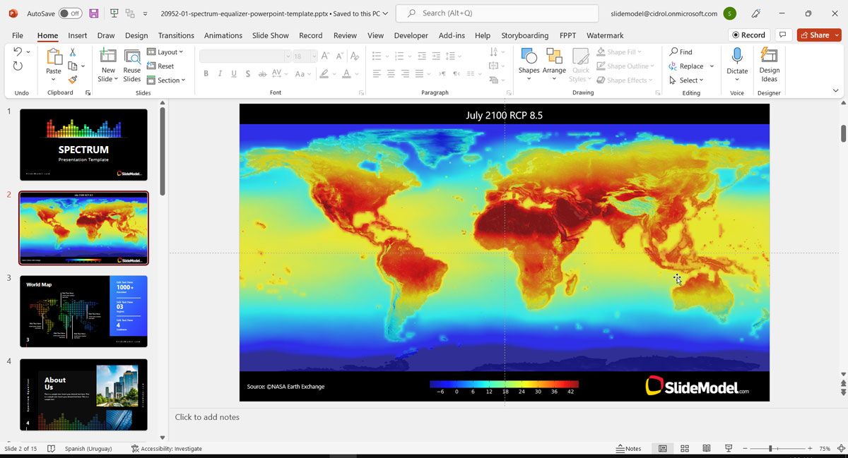 a slide showing an average temperature heatmap