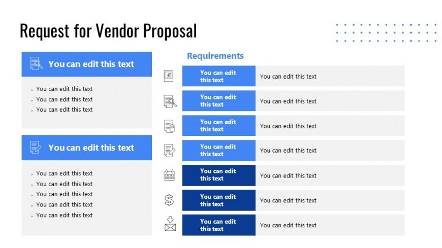 Tables for Proposal Criteria for Vendors
