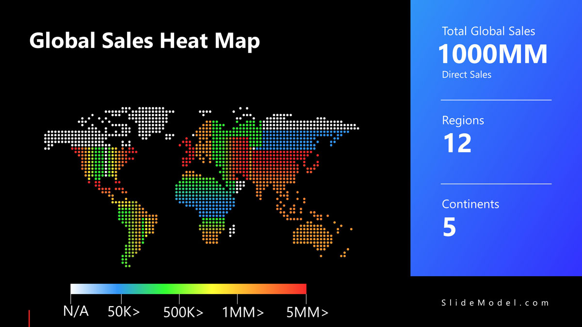 example of a slide showing a global sales heatmap