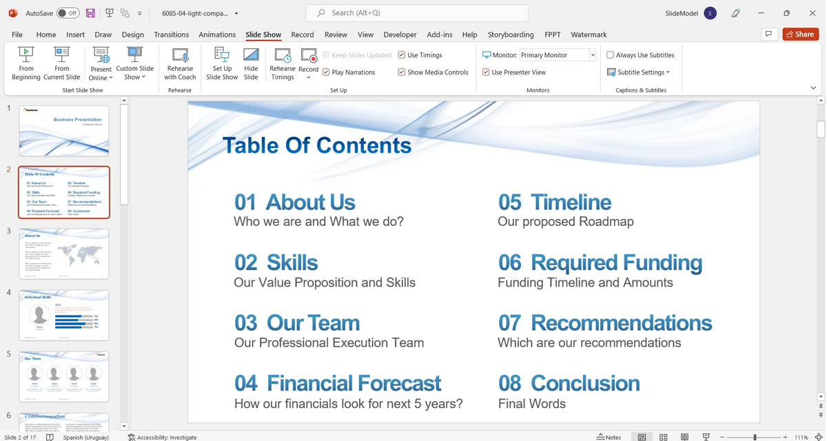 Table of Contents Template