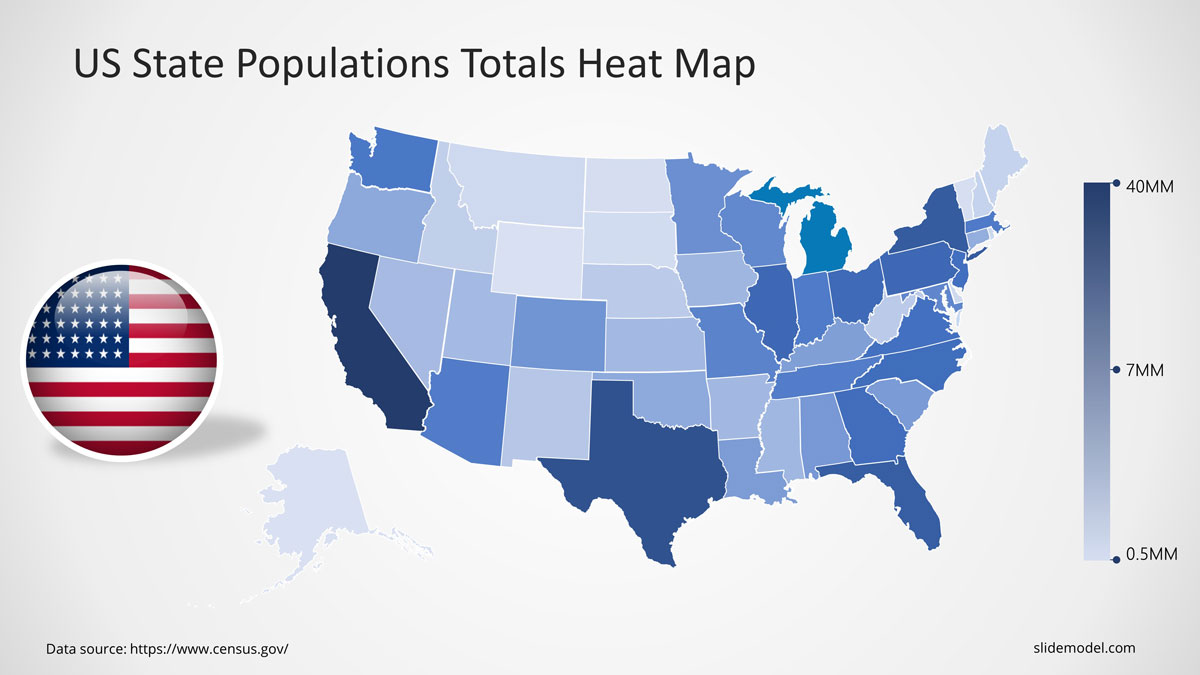 a choropleth heatmap of the US census data from 2010 to 2019