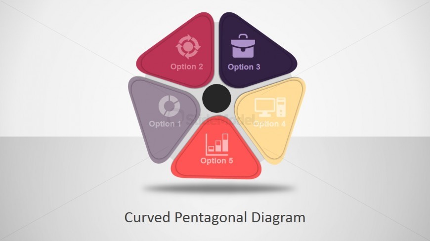 PowerPoint Pentagon Diagram with Curved Vertex