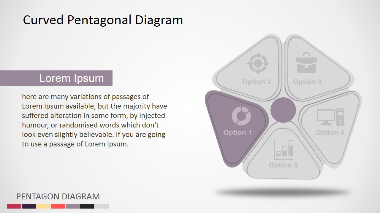 PowerPoint Diagram Pentagon Shape with Five Steps