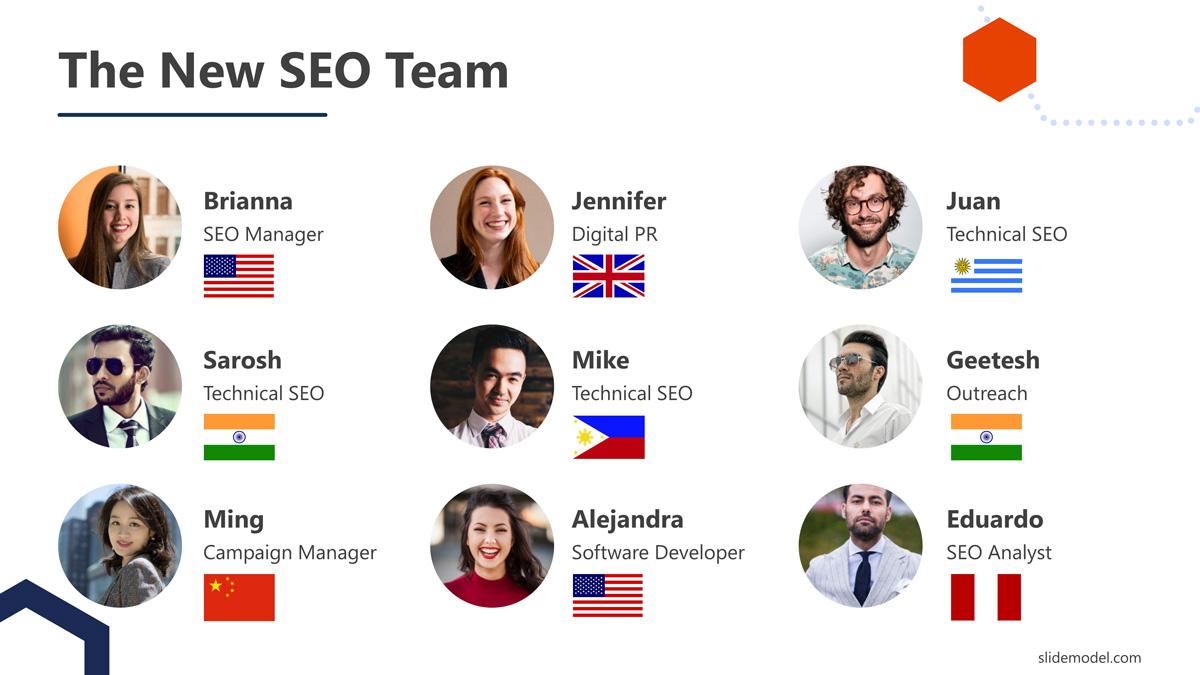 New SEO team present the team to an audience - Example of SEO Team Presentation