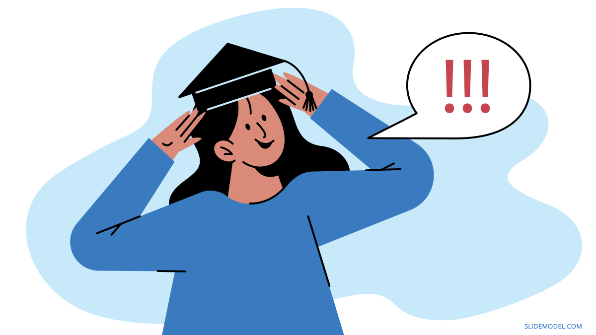 Woman with Graduation Hat Dunning Kruger Cognitive Bias PPT Template