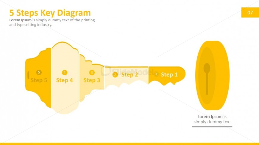 5 Steps Key Shape PowerPoint Template
