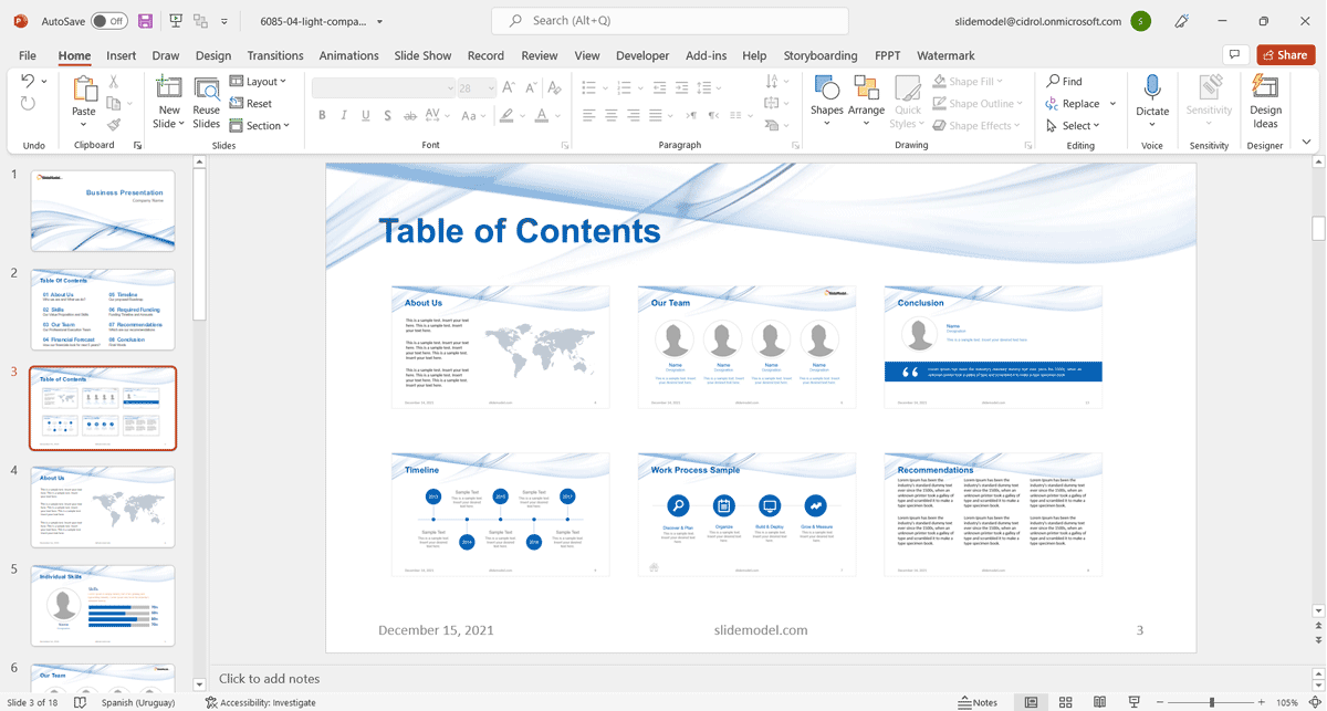 Zoom PowerPoint Table of Contents 