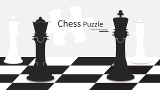 PowerPoint Chess Design with Jigsaw King and Queen