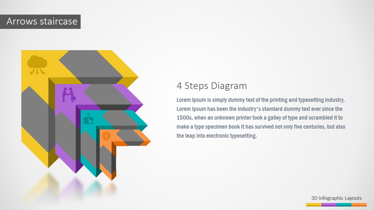 Arrows 3D Staircase PowerPoint Diagram