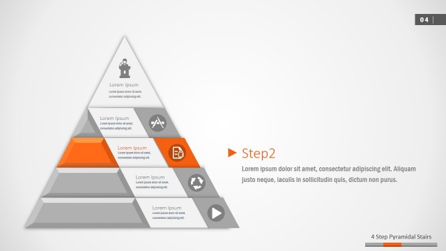 4 Horizontal Segments Pyramid Diagram for PPT