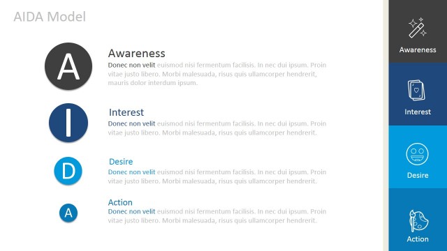 Bubbles AIDA Diagram for PowerPoint