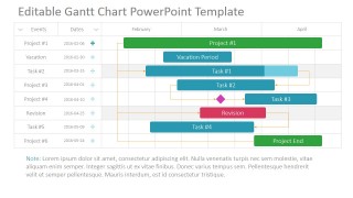 Project Timeline Template for PowerPoint Within a Gantt Chart with milestones