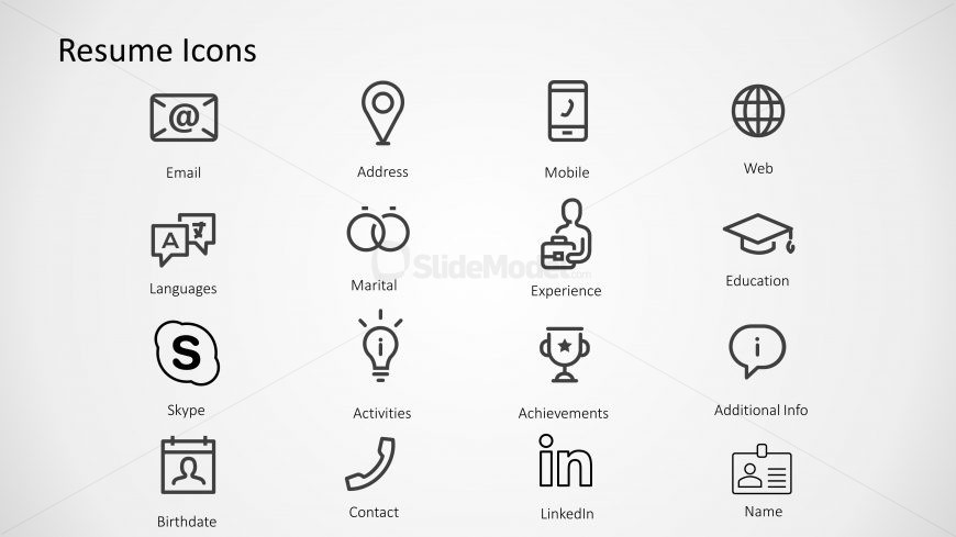 PPT Icons for Resume and CV's