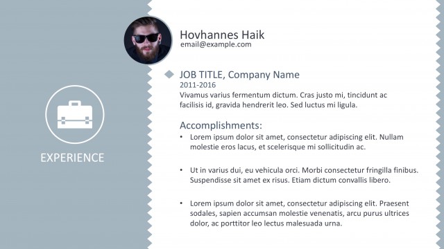 Experience Slide for Curriculum Vitae in PowerPoint