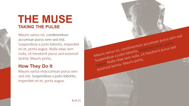 Cropped Images with Red Overlay PowerPoint Template