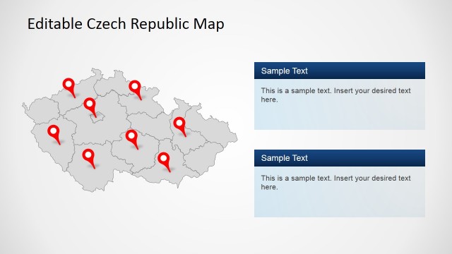 Greyed Out PowerPoint Map of Czech Republic