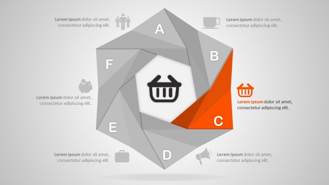 6 Stages PowerPoint Template In Origami Graphics