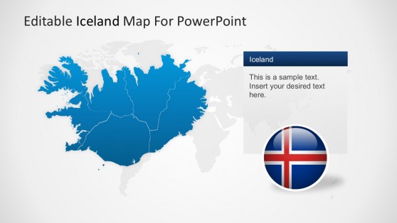 Iceland Map Land Regions For PowerPoint