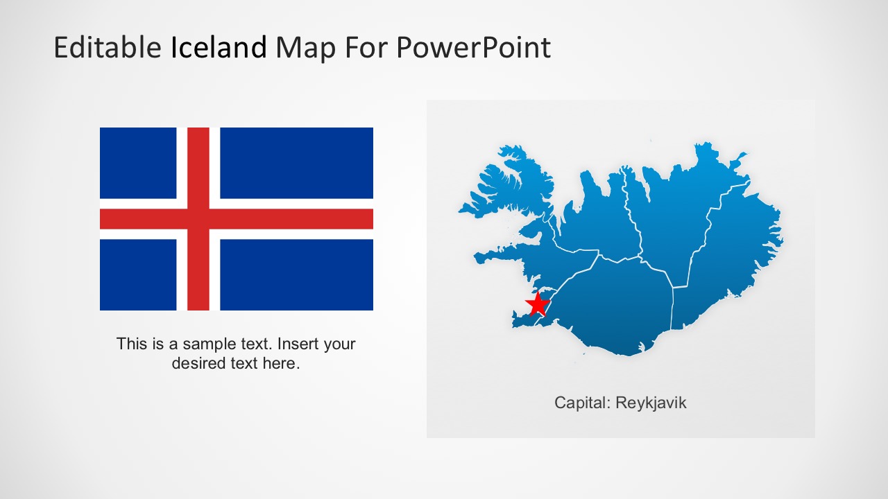 Iceland Map With Country Flag PowerPoint Design