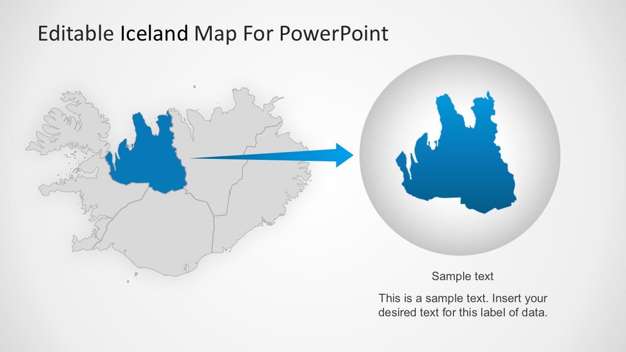 Flat Design Country Map For Iceland PowerPoint