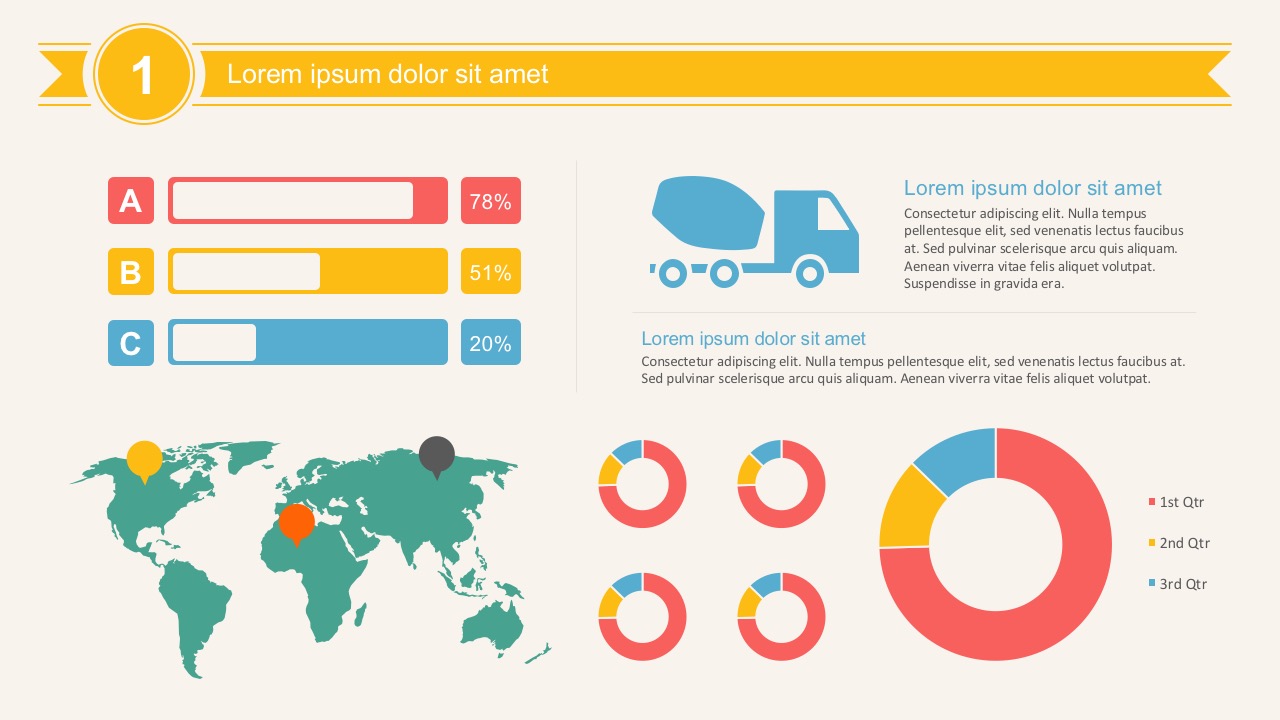 Cargo Truck Infographics With Map And Data Charts