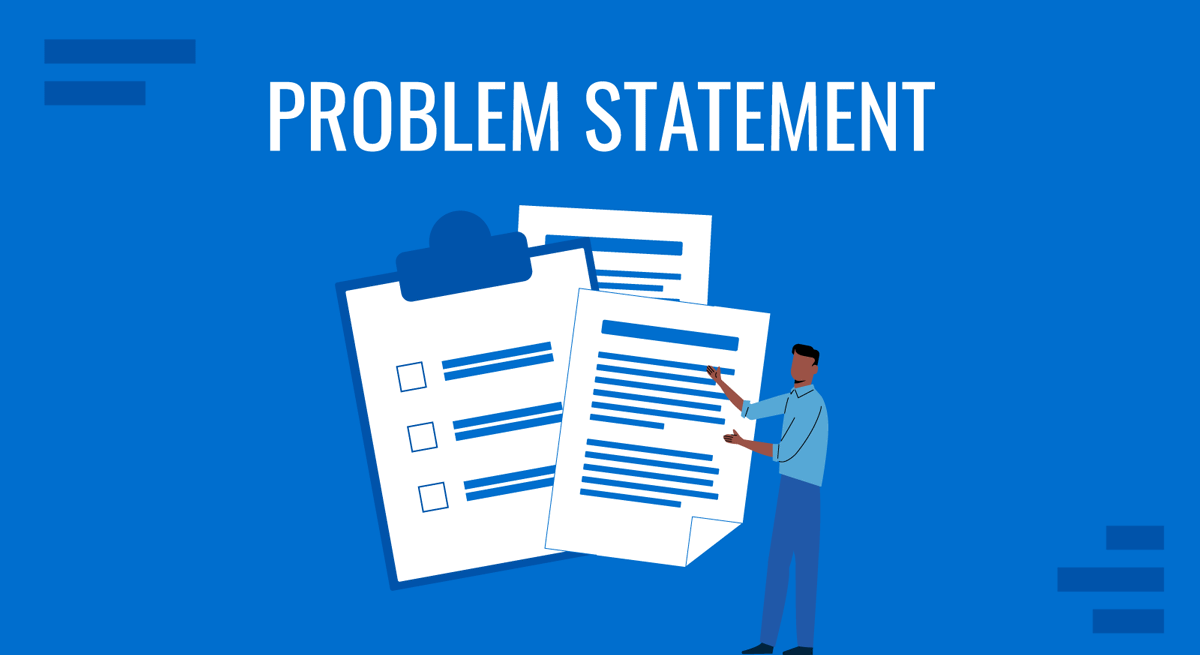 Cover for SlideModel's guide on How to Write a Problem Statement
