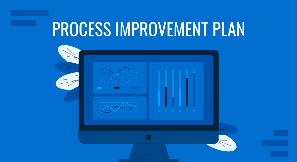 Cover for Process Improvement Plan guide by SlideModel