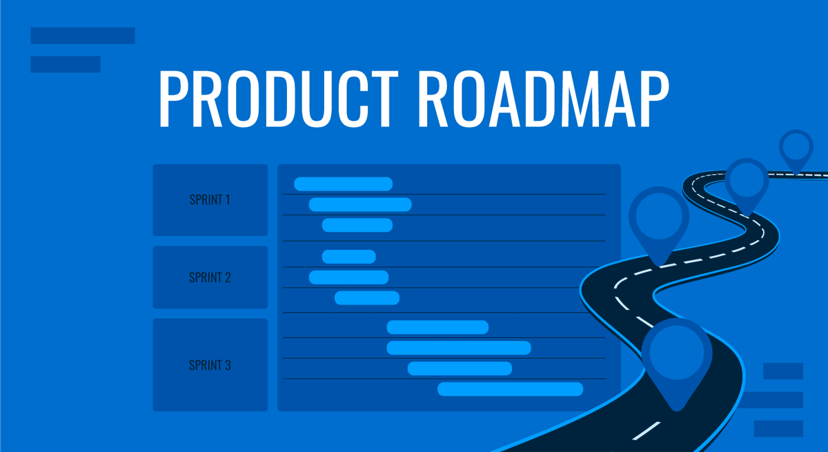 Cover for Product Roadmap Guide by SlideModel
