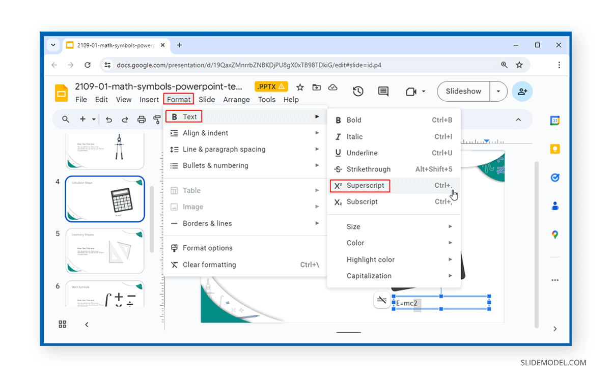 How To Do Superscript In Google Slides - SlideModel