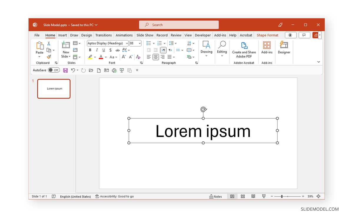 Adding text to a slide