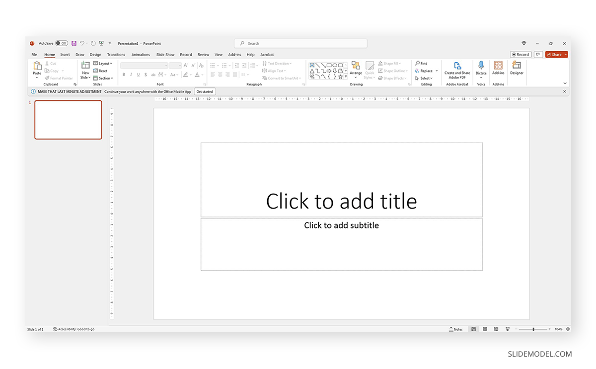 Blank slide layout in PowerPoint