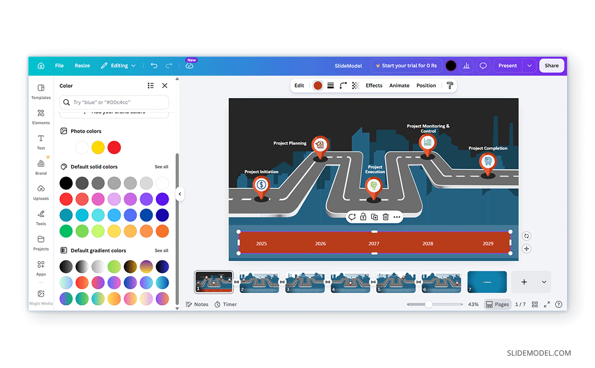 Color options in Canva