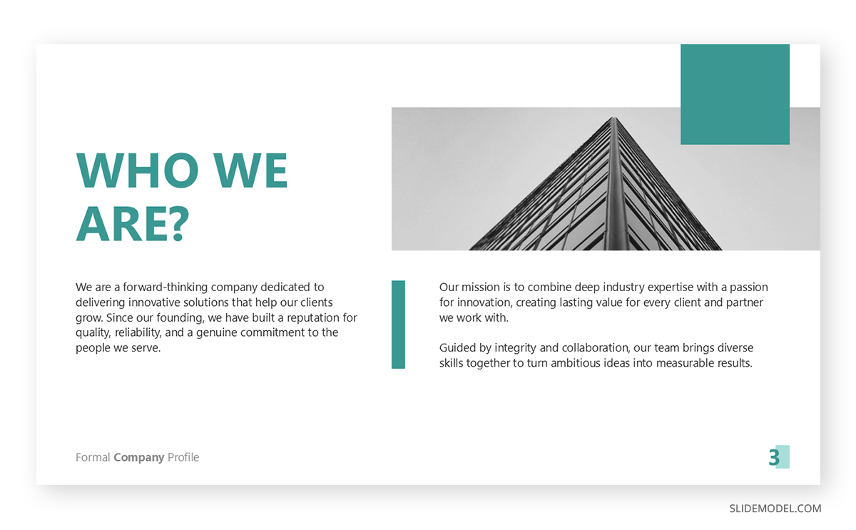 Sample company profile presentation slide