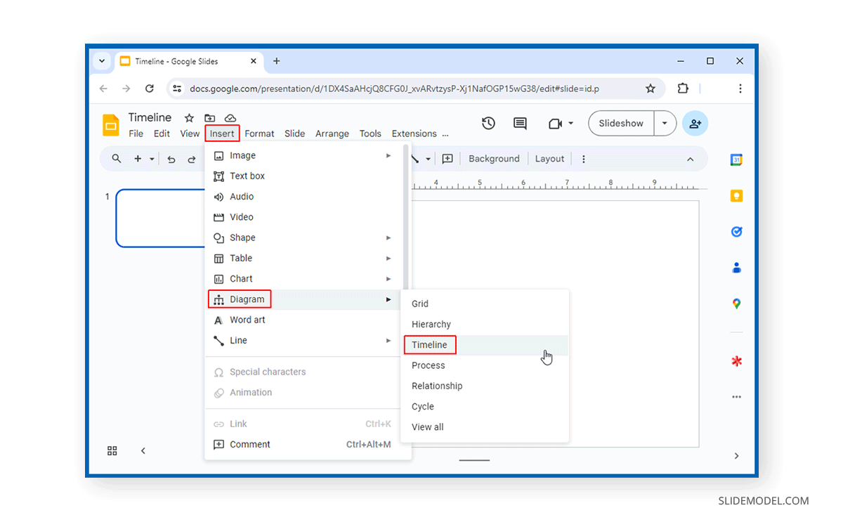 Create a timeline on Google Slides from a Diagram